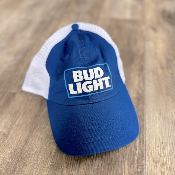Bud Light Blue and White SnapBack Trucker Hat - Picture 1 of 5